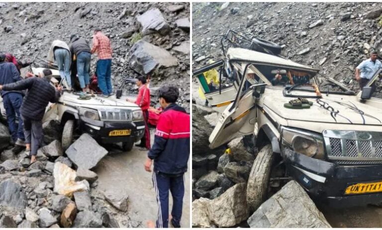 बोल्डरों की चपेट में आई बोलेरो, दो यात्रियों की मौत